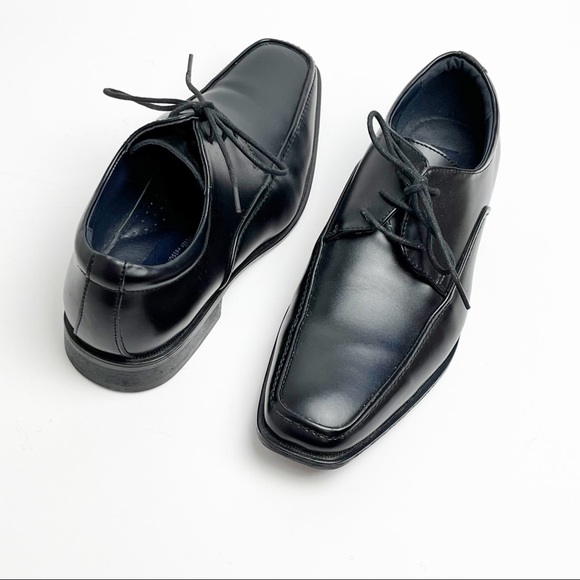 JOSEPH ABBOUND Black Leather Lace Up Square Toe Dressy Casual Shoes, Size 8 - Picture 1 of 9